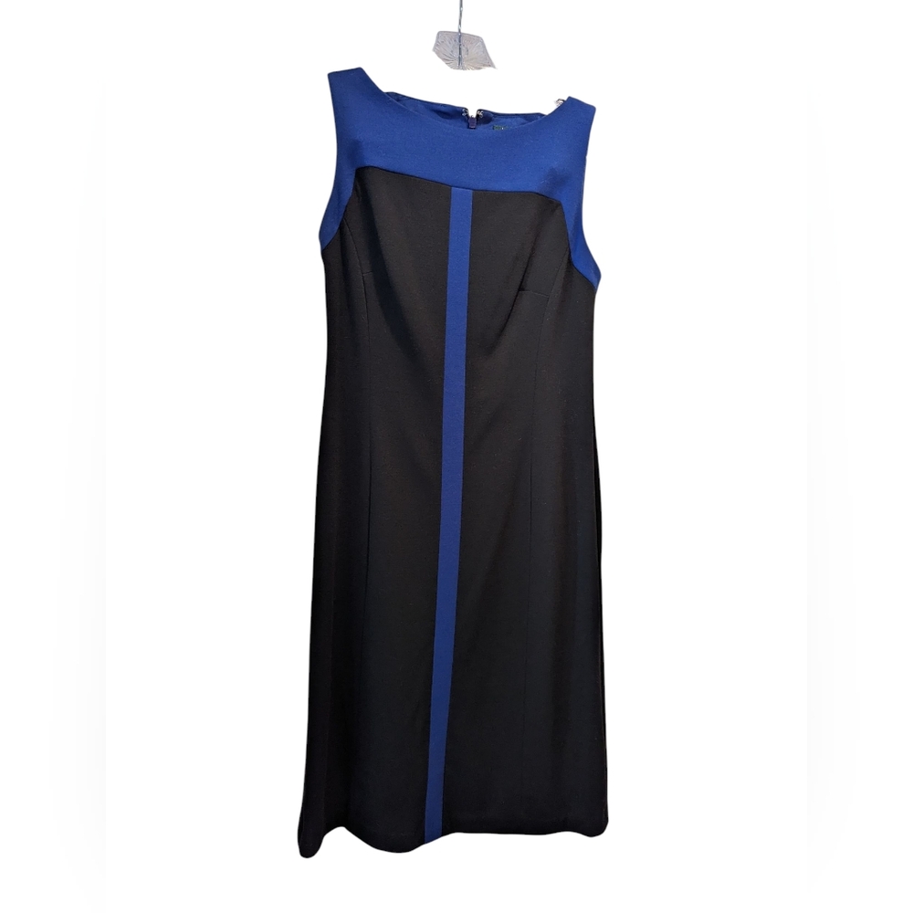Lauren Ralph Lauren Sleeveless Black Blue Colorblock Sheath Dress Sz 6 *GUC